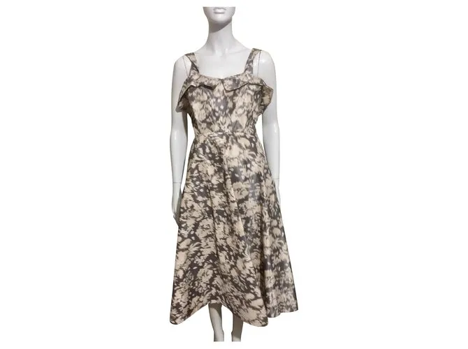 Acne Vestido Lillian con estampado Ikat Castaño Blanco Beige 