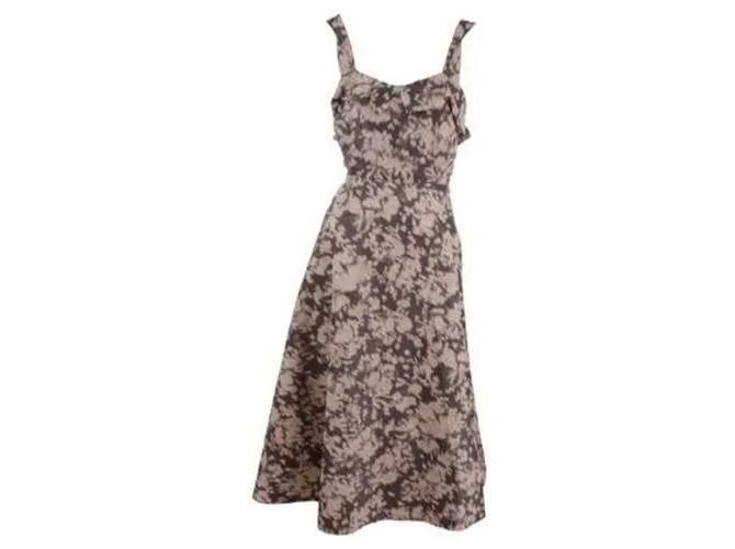 Acne Vestido Lillian con estampado Ikat Castaño Blanco Beige 