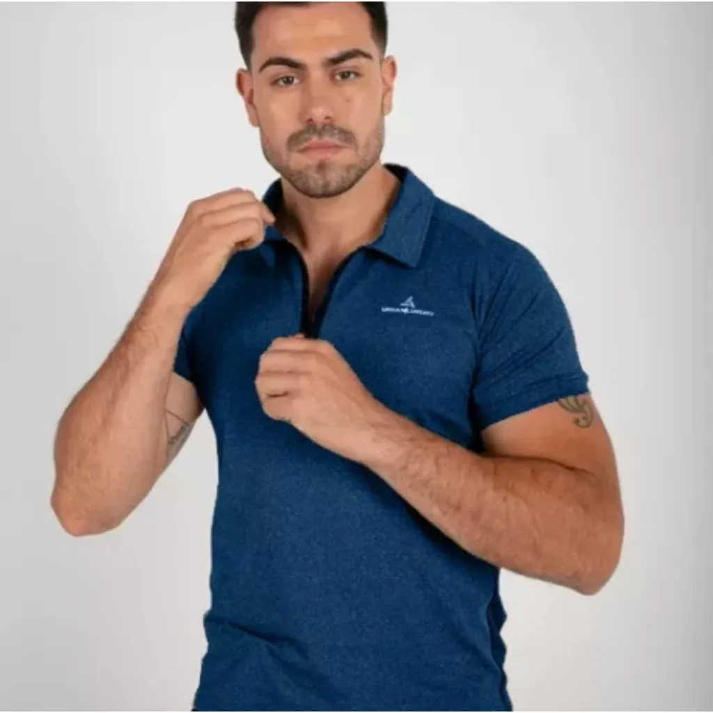 Blue Men's Sports Vest Urban Luxury + Black Microfiber Shorts.