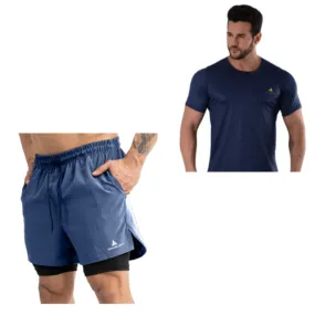 Blue Short Socks + Blue Men's Sports T-Shirt
