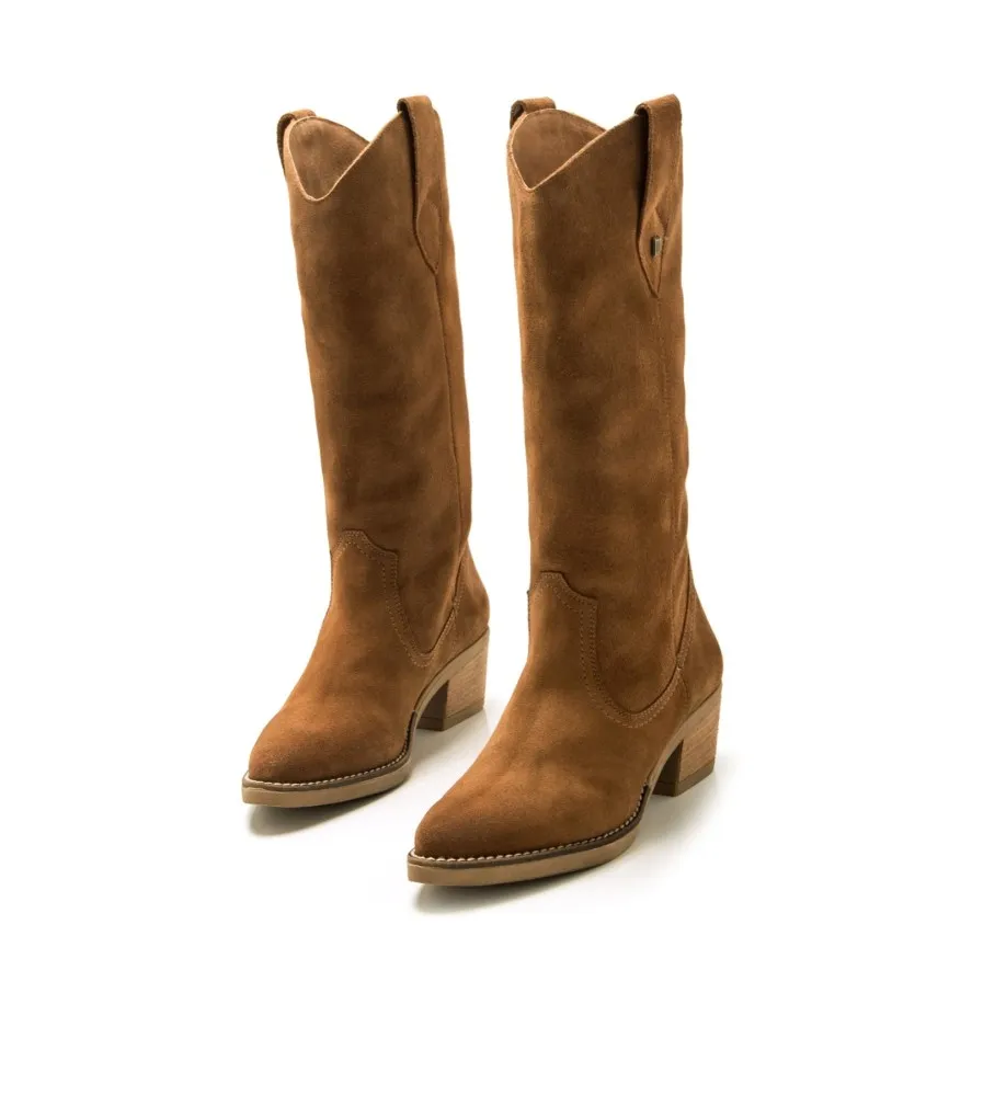 Brown Leather Teo Boots - Heel Height 5cm