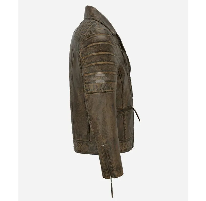 Chrome Cruiser Biker Leather Jacket Men's Classic Fashion Jacket