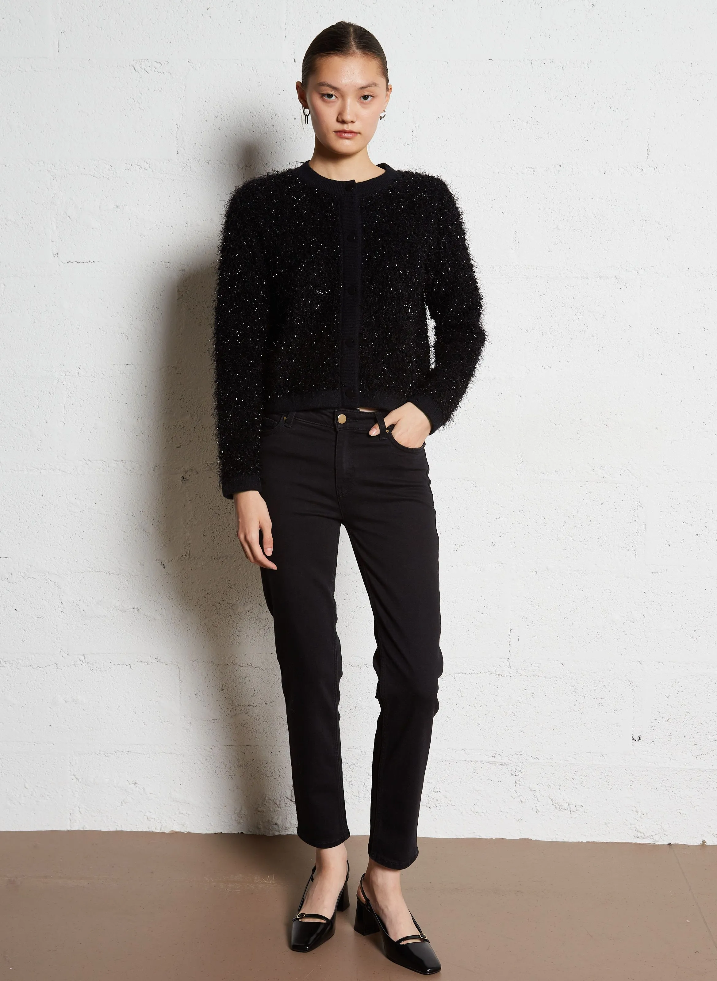 MAISON 123 LOU - Pantalón slim de mezcla de algodón en negro
