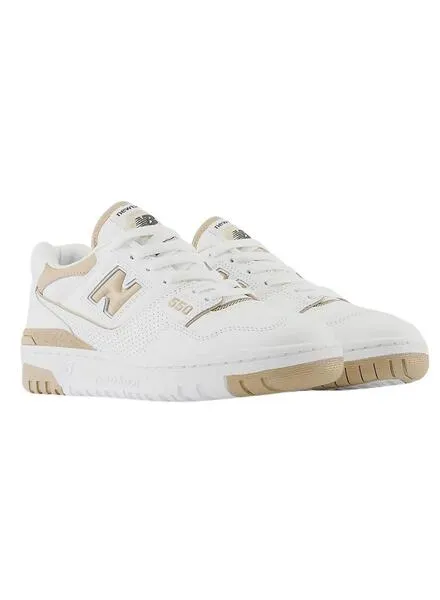 New Balance 550 white and camel women's sneakers