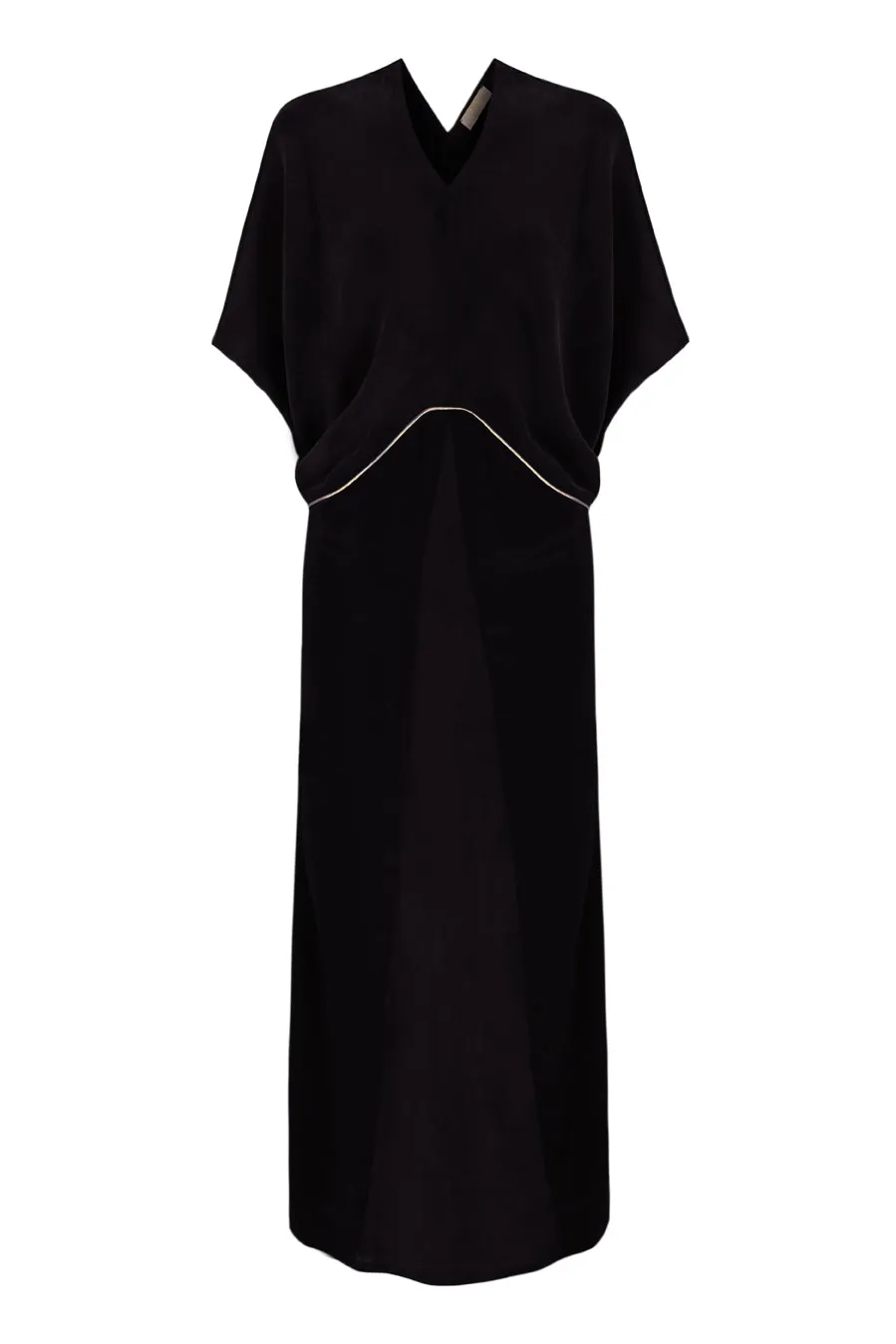 NEW!! VESTIDO  KAFTAN CADAQUS NEGRO Y FILO DORADO