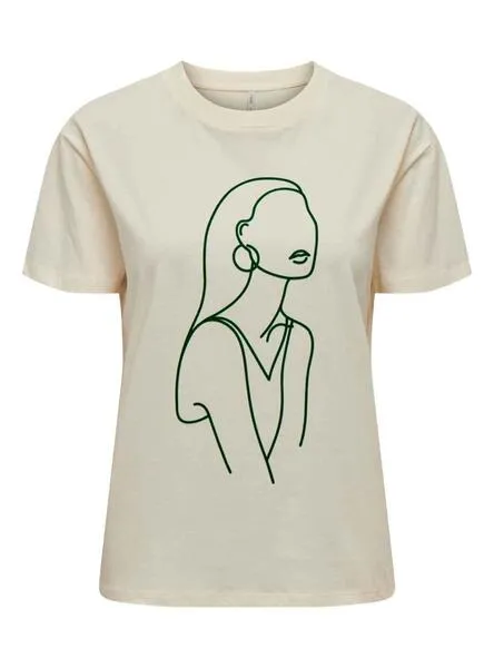 Only Cille Beige T-Shirt for Women.