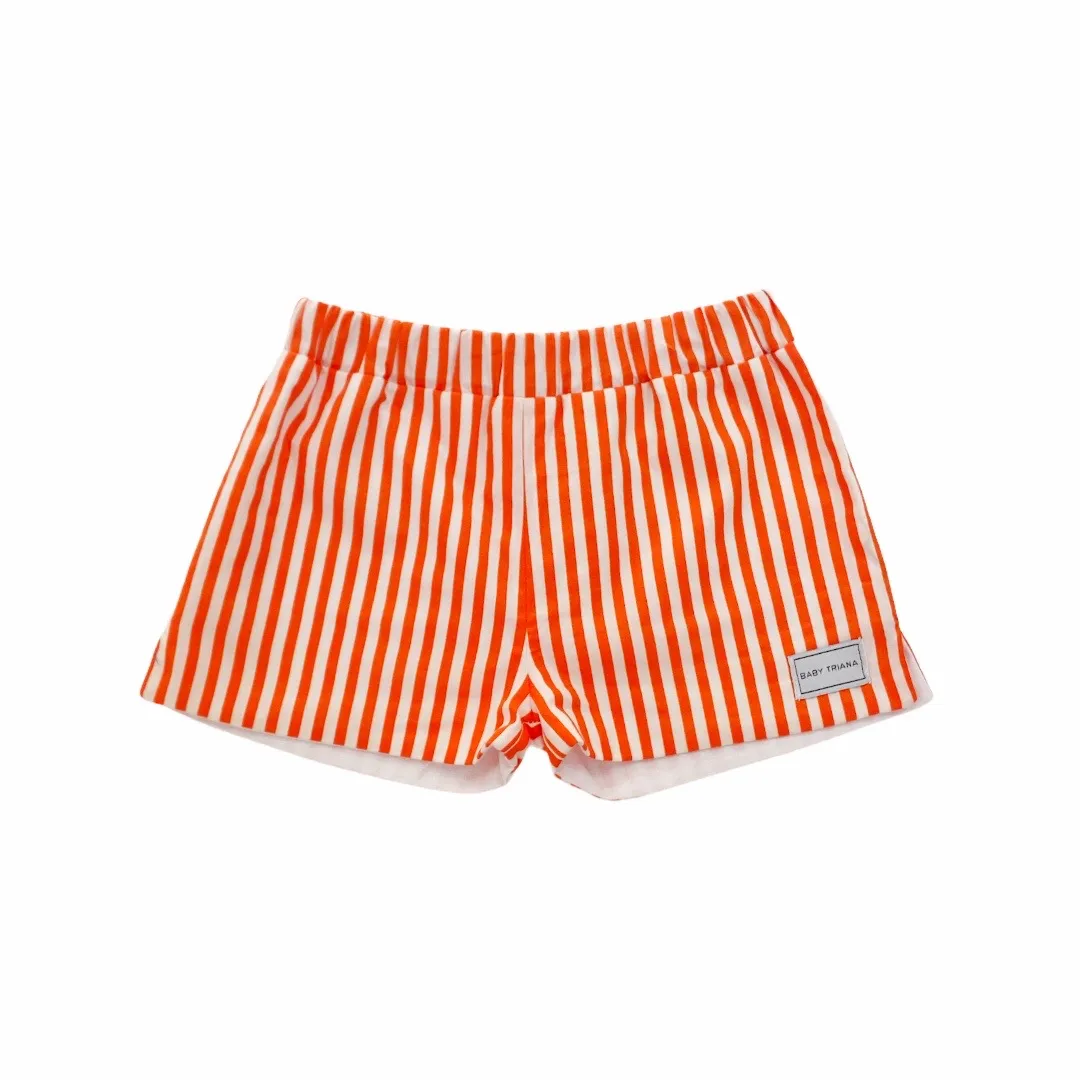 Orange Striped Shorts