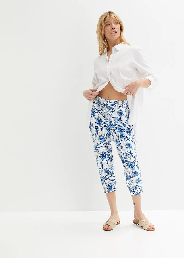 Printed Azure/Pale Blue/White/Navy Knit Pants