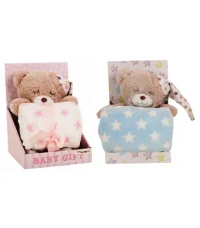 Sleeping Teddy Bear Plush + Blanket