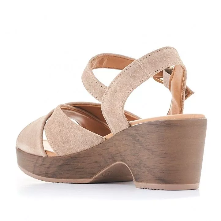Redlove cream color high heel sandals with crisscross straps