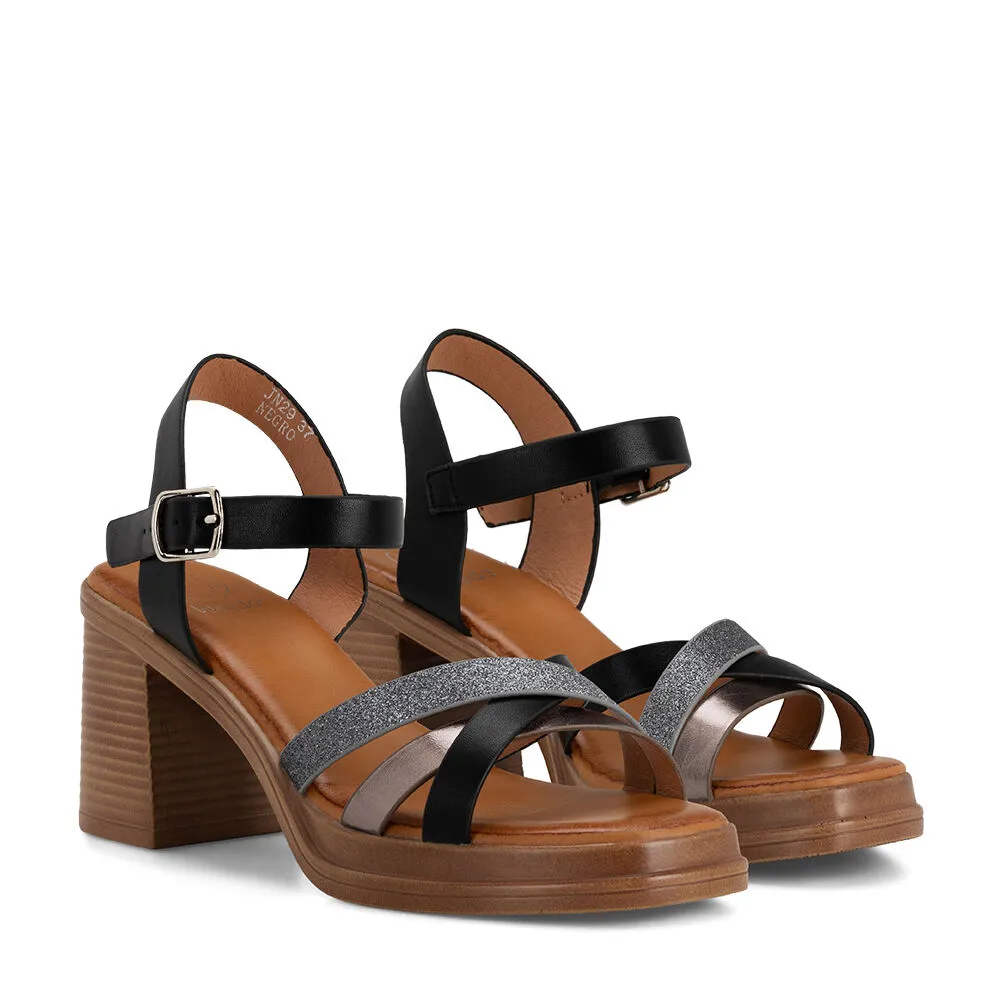 Jn29 Weide Casual Black Heeled Sandal
