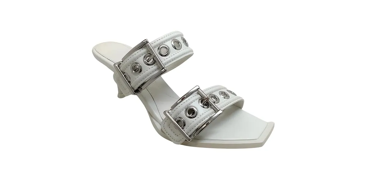 Sandalias blancas con tira y hebilla de cuero de Alexander McQueen Blanco 