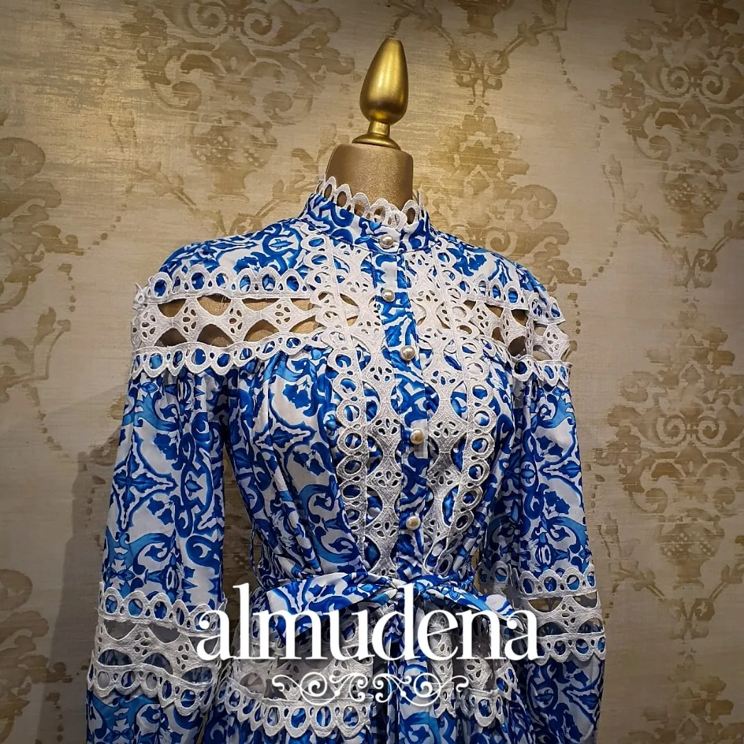 Short Printed Royal Blue Dress
