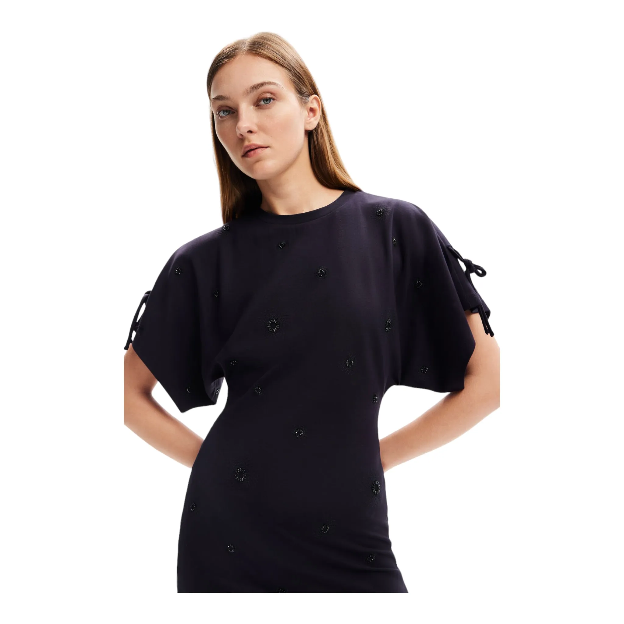 Vestido negro detalles DESIGUAL