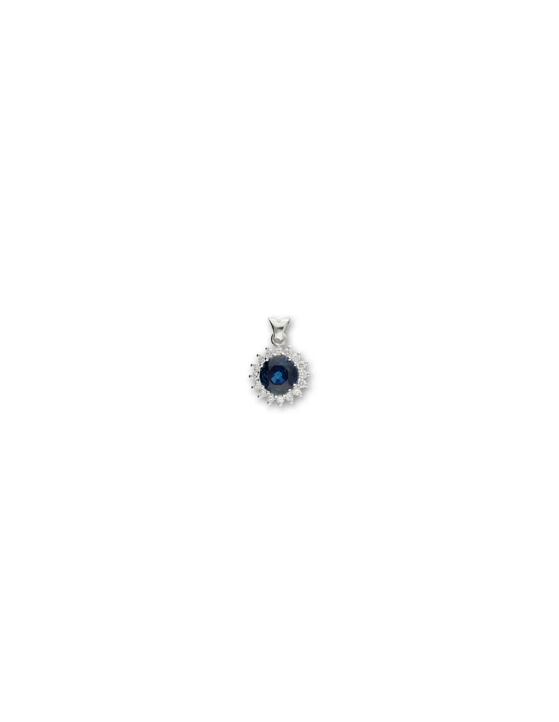 White Gold Pendant with Sapphire and Diamonds