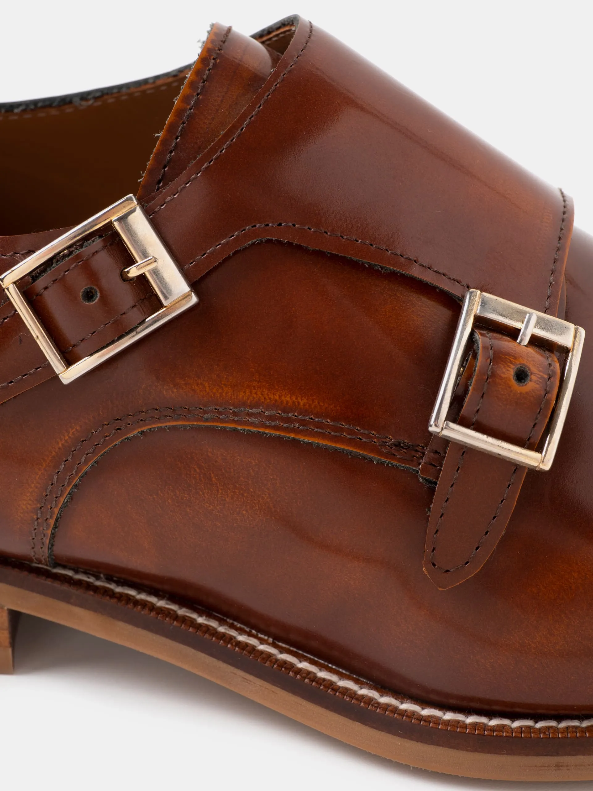 ZAPATO DOBLE HEBILLA PIEL FLORENTIC MARRON